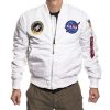 Takit Alpha Industries | Alpha Ma-1 Vf59 Pilottitakki Nasa Erikoisversio Valkoinen