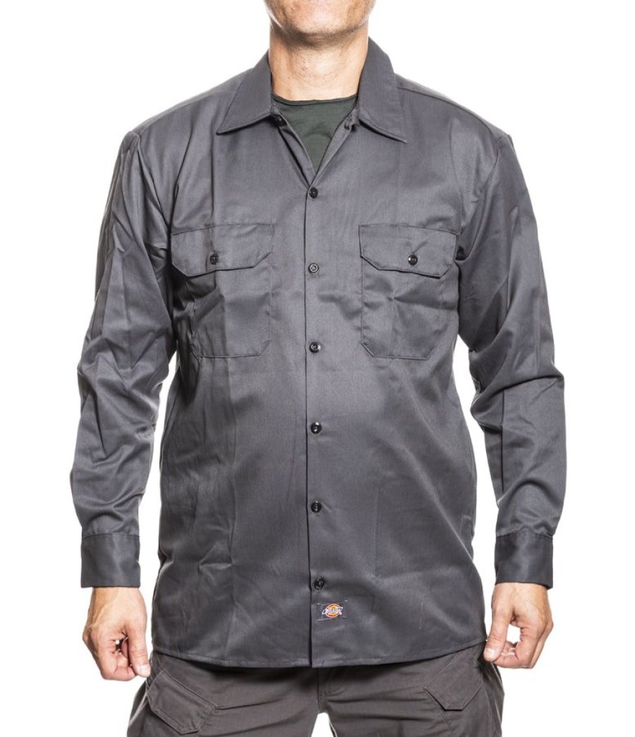 Paidat Dickie's | Dickies Ls Work Shirt Pitkahihainen Tyopaita Harmaa