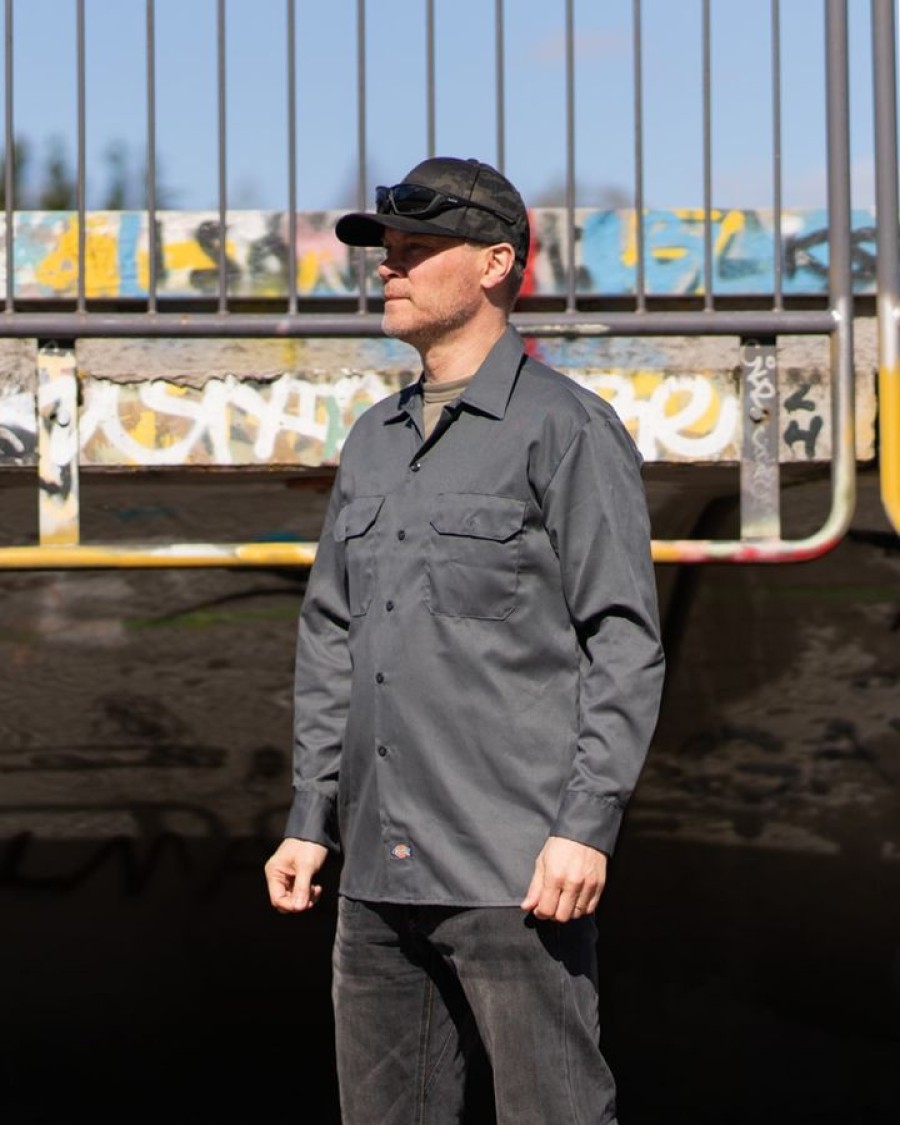 Paidat Dickie's | Dickies Ls Work Shirt Pitkahihainen Tyopaita Harmaa